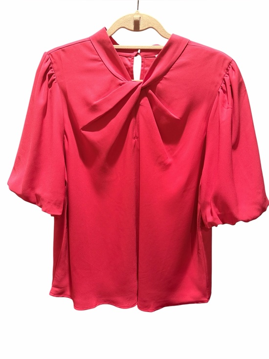 LOFT Tops - Ann Taylor Loft Women’s Pink Twist-Neck Puff-Sleeve Blouse